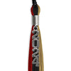 Black/Red/Antique Gold Graduation Tassel with Silver Stacked Date Drop by Wholesale Grad Supply