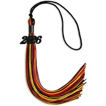 Black/Red/Gold Mixed Color Graduation Tassel with Black Bling Charm by Wholesale Grad Supply