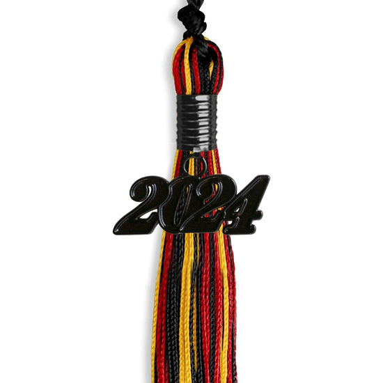 Black/Red/Gold Mixed Color Graduation Tassel with Black Bling Charm by Wholesale Grad Supply