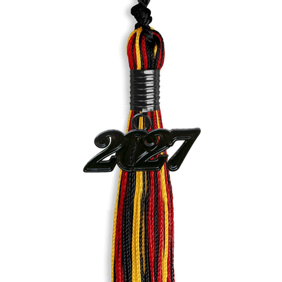 Black/Red/Gold Mixed Color Graduation Tassel with Black Bling Charm by Wholesale Grad Supply