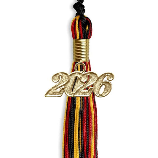Black/Red/Gold Mixed Color Graduation Tassel with Gold Bling Charm by Wholesale Grad Supply