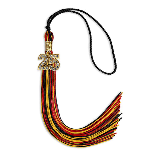 Black/Red/Gold Mixed Color Graduation Tassel with Gold Bling Charm by Wholesale Grad Supply