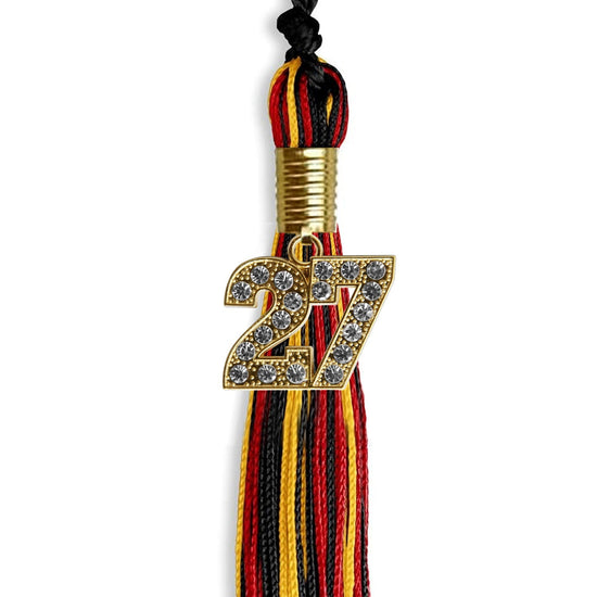 Black/Red/Gold Mixed Color Graduation Tassel with Gold Bling Charm by Wholesale Grad Supply
