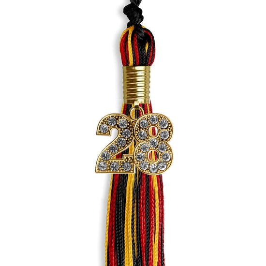 Black/Red/Gold Mixed Color Graduation Tassel with Gold Bling Charm by Wholesale Grad Supply