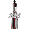 Black/Red/Silver Mixed Color Graduation Tassel with Silver Bling Charm by Wholesale Grad Supply