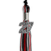 Black/Red/Silver Mixed Color Graduation Tassel with Silver Bling Charm by Wholesale Grad Supply