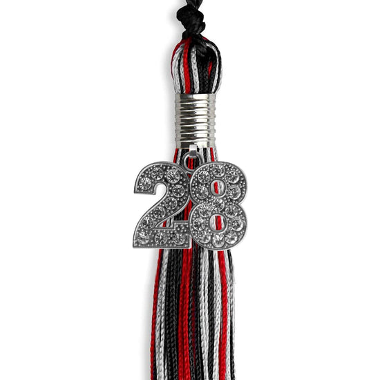 Black/Red/Silver Mixed Color Graduation Tassel with Silver Bling Charm by Wholesale Grad Supply