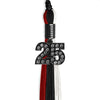 Black/Red/White Graduation Tassel with Black Bling Charm by Wholesale Grad Supply