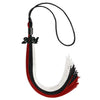 Black/Red/White Graduation Tassel with Black Bling Charm by Wholesale Grad Supply