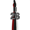 Black/Red/White Graduation Tassel with Black Bling Charm by Wholesale Grad Supply