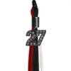 Black/Red/White Graduation Tassel with Black Bling Charm by Wholesale Grad Supply
