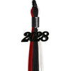 Black/Red/White Graduation Tassel with Black Bling Charm by Wholesale Grad Supply