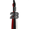 Black/Red/White Graduation Tassel with Black Bling Charm by Wholesale Grad Supply