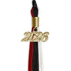 Black/Red/White Graduation Tassel with Gold Bling Charm by Wholesale Grad Supply
