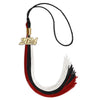 Black/Red/White Graduation Tassel with Gold Bling Charm by Wholesale Grad Supply