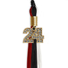 Black/Red/White Graduation Tassel with Gold Bling Charm by Wholesale Grad Supply