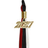 Black/Red/White Graduation Tassel with Gold Bling Charm by Wholesale Grad Supply