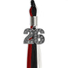 Black/Red/White Graduation Tassel with Silver Bling Charm by Wholesale Grad Supply