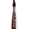 Black/Red/White Graduation Tassel with Silver Stacked Date Drop by Wholesale Grad Supply
