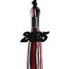 Black/Red/White Mixed Color Graduation Tassel with Black Bling Charm by Wholesale Grad Supply
