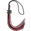 Black/Red/White Mixed Color Graduation Tassel with Black Bling Charm by Wholesale Grad Supply