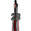 Black/Red/White Mixed Color Graduation Tassel with Black Bling Charm by Wholesale Grad Supply