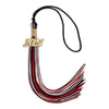 Black/Red/White Mixed Color Graduation Tassel with Gold Bling Charm by Wholesale Grad Supply