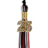 Black/Red/White Mixed Color Graduation Tassel with Gold Bling Charm by Wholesale Grad Supply