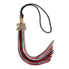 Black/Red/White Mixed Color Graduation Tassel with Gold Bling Charm by Wholesale Grad Supply