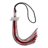 Black/Red/White Mixed Color Graduation Tassel with Silver Bling Charm by Wholesale Grad Supply