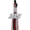 Black/Red/White Mixed Color Graduation Tassel with Silver Bling Charm by Wholesale Grad Supply