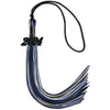 Black/Royal Blue/Silver Mixed Color Graduation Tassel with Black Bling Charm by Wholesale Grad Supply