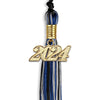 Black/Royal Blue/Silver Mixed Color Graduation Tassel with Gold Bling Charm by Wholesale Grad Supply