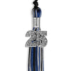 Black/Royal Blue/Silver Mixed Color Graduation Tassel with Silver Bling Charm by Wholesale Grad Supply