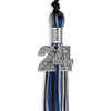 Black/Royal Blue/Silver Mixed Color Graduation Tassel with Silver Bling Charm by Wholesale Grad Supply