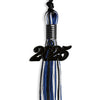Black/Royal Blue/White Mixed Color Graduation Tassel with Black Bling Charm by Wholesale Grad Supply