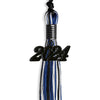 Black/Royal Blue/White Mixed Color Graduation Tassel with Black Bling Charm by Wholesale Grad Supply