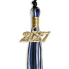 Black/Royal Blue/White Mixed Color Graduation Tassel with Gold Bling Charm by Wholesale Grad Supply
