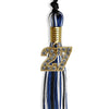 Black/Royal Blue/White Mixed Color Graduation Tassel with Gold Bling Charm by Wholesale Grad Supply