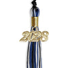 Black/Royal Blue/White Mixed Color Graduation Tassel with Gold Bling Charm by Wholesale Grad Supply