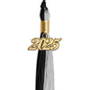 Black/Silver Graduation Tassel with Gold Bling Charm by Wholesale Grad Supply
