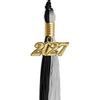 Black/Silver Graduation Tassel with Gold Bling Charm by Wholesale Grad Supply