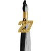 Black/Silver Graduation Tassel with Gold Bling Charm by Wholesale Grad Supply