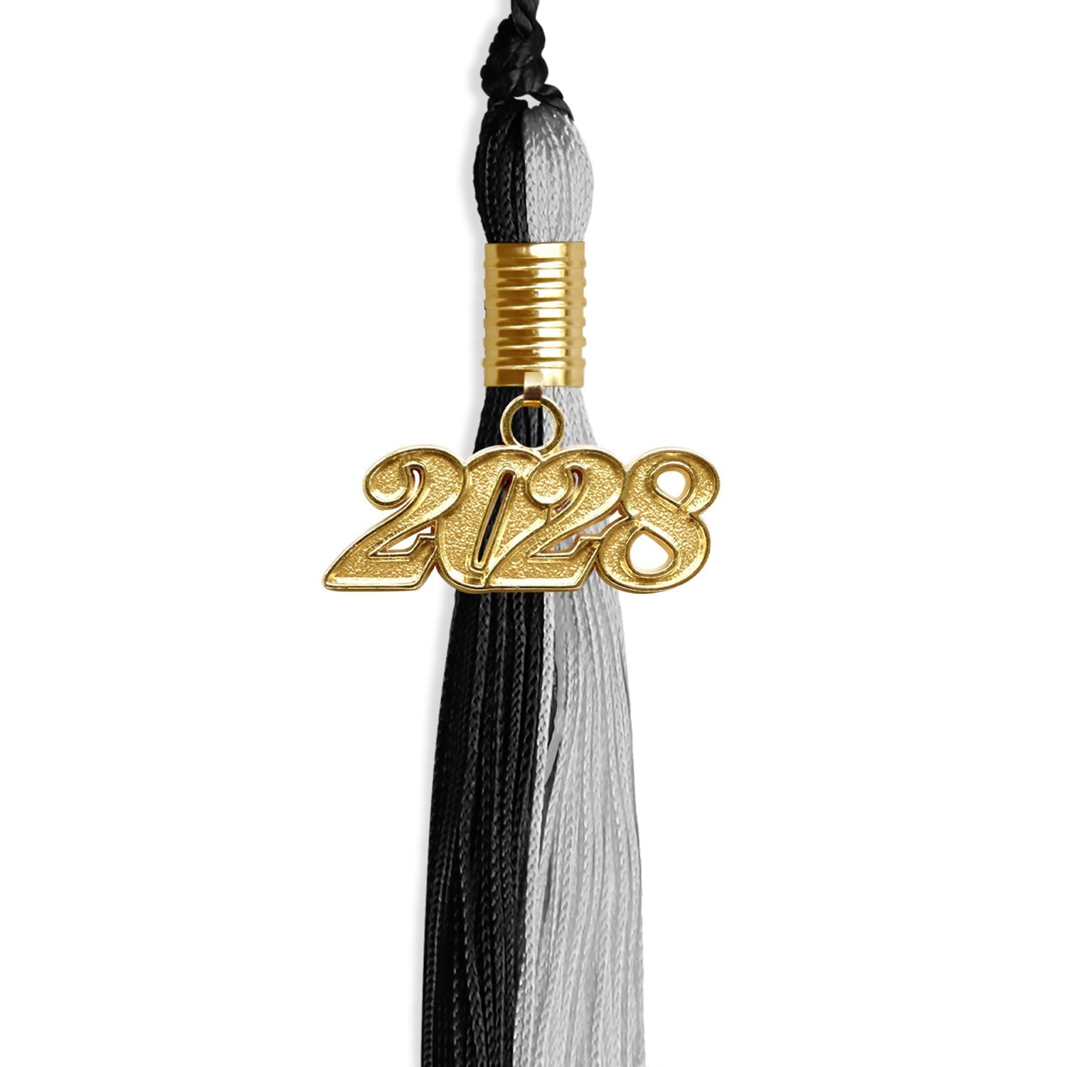 Black/Silver Graduation Tassel with Gold Bling Charm by Wholesale Grad Supply