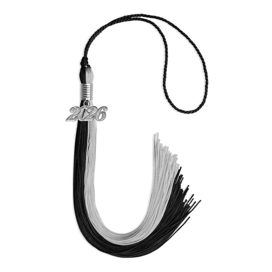 Black/Silver Graduation Tassel with Silver Bling Charm by Wholesale Grad Supply