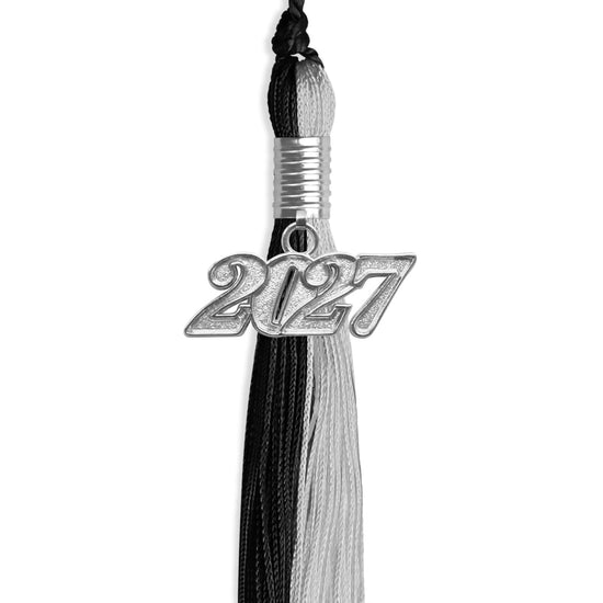 Black/Silver Graduation Tassel with Silver Bling Charm by Wholesale Grad Supply