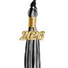 Black/Silver Mixed Color Graduation Tassel with Gold Bling Charm by Wholesale Grad Supply