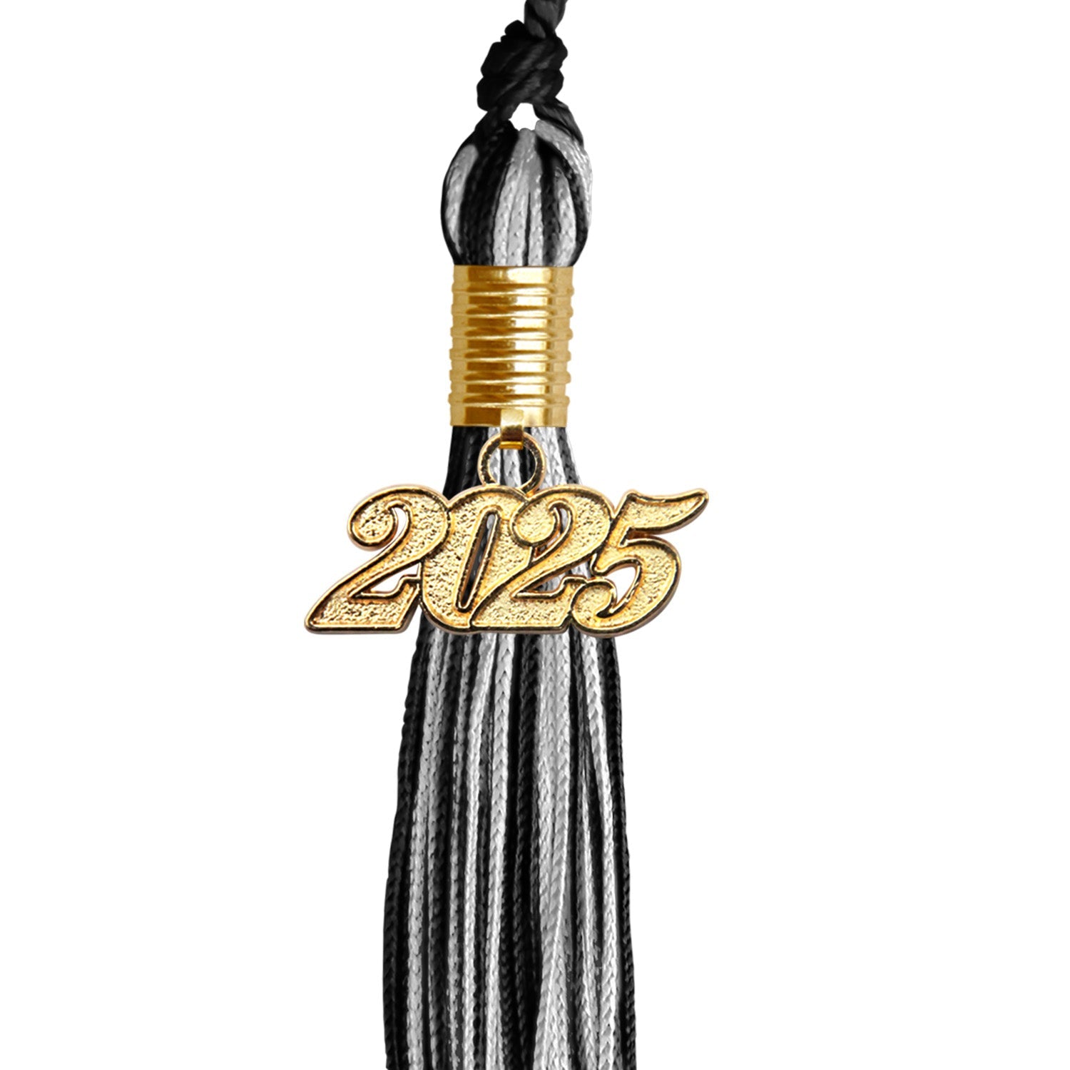 Black/Silver Mixed Color Graduation Tassel with Gold Bling Charm by Wholesale Grad Supply