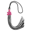 Black/Silver Mixed Color Graduation Tassel with Pink Bling Charm by Wholesale Grad Supply