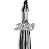Black/Silver Mixed Color Graduation Tassel with Silver Bling Charm by Wholesale Grad Supply